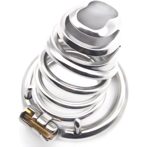 Adult Interest Products Hulu Head Metal Chastity Lock Cage Penis Stimulating Sex Rings Chastity Device Sex Toys for Men G7-250B