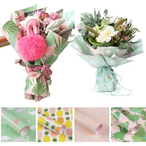 Fashion Flamingo Flowers Packaging Paper Materials Bouquet Gift Florist Bouquet Supplies Wrapping Paper 10pcs/lot Craft Paper