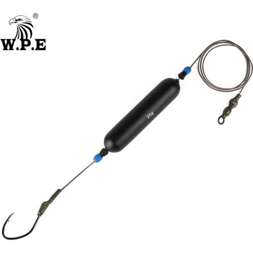 W.P.E 1pcs Catfish Hook Rig 8/0# Braided Fishing Line Swivel Ring High Carbon Steel Barbed Catfish Hook Fishing Tackle Pesca