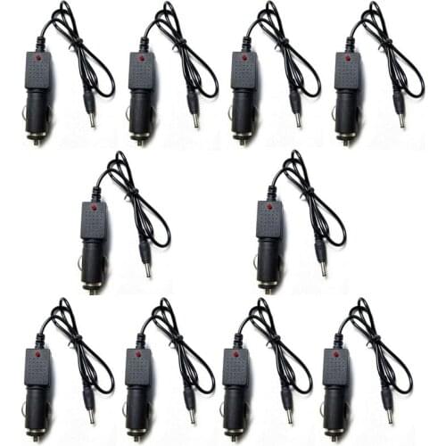 Lots 10pcs 4.2V 3.5mm DC 12V-24V Car Charger Adapter Portable Charger For Rechargeable 18650 Battery LED Torch Flashlight
