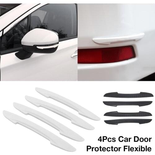 Hot 4PCS Car Door Side Edge Protector Protective Strip Scrape Guard Bumper Guards Handle Cover 3D Sticker Car Styling Emblem