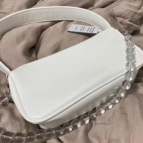 Women bag korean PU handbag Pearl chains Fashion Solid zipper SOFT Shoulder Bags Handbags Pures And Bags Crossbody All-match
