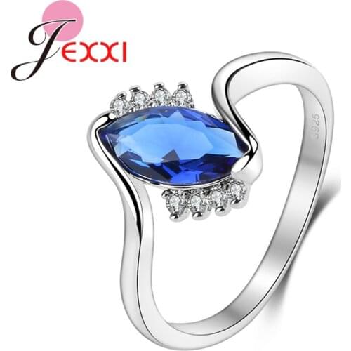 Unique Design Big Geometric Crystal Ring For Girl Wedding Party 925 Sterling Silver Rings For Women Anniversary White CZ