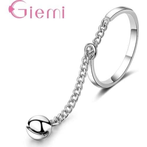 Novel Design Chain Small Beads High Quality 925 Sterling Silver Adjustable Ring For Women Girl Fashion Jewelry Gift