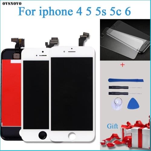Ovsnovo AAA+++ Quality For iPhone 4 5 5s 5c 6 LCD Display Touch Screen Assembly 100% Brand tempered glass+Tools