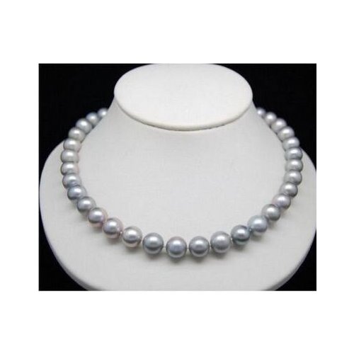 10MM charming gray Cultured Shell Pearl Necklace Beads Jewelry women big Jewelry Women Gift Freshwater Genuine Natural