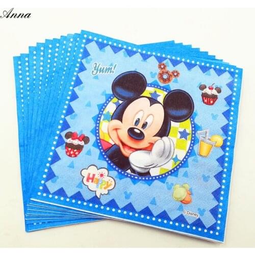 10pc/bag cute cartoon mickey mouse party supplies paper napkin Birthday Party Decoration and star war party supplies for boys