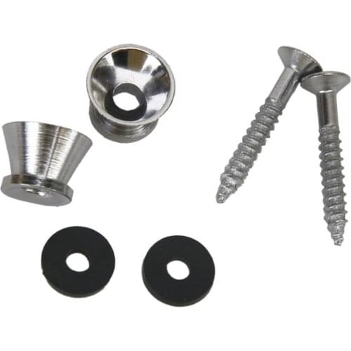 2pc Chrome Plated Guitar Bass Strap Button Screws Cushion Lock Set Skidproof