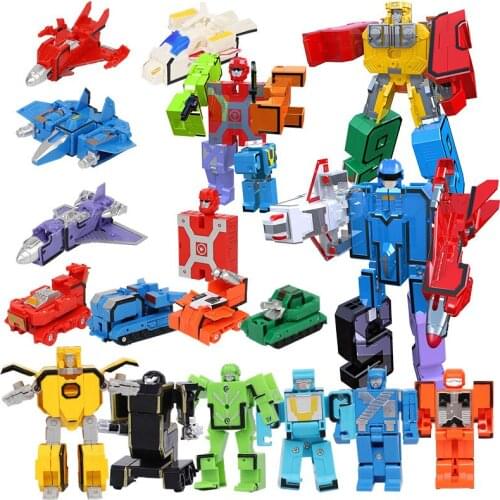 2021 Creative Assembling Educational Blocks Action Figure Number Transformation Robot Deform Plane Car Gift Toys For Boys CT0269