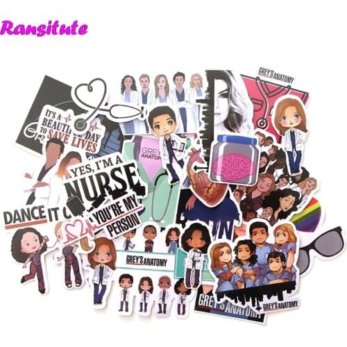 23pcs/set Greys Anatomy Waterproof Fun Sticker Toy Luggage Sticker Motorcycle And Luggage Notebook Sticker