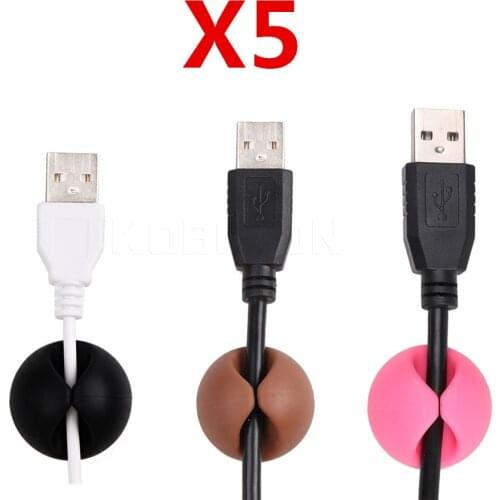5pcs/lot Hard Plastic Cable Black Wire Organizer Clip Tidy USB Charger Cord Holder for desktop Cable Fixed clamp cable winder