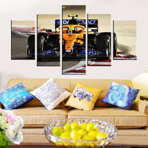 5 Pieces McLaren mcl35 Lando Norris f1 Car Canvas Frame Art Living Room Home Decor Artwork Wall Picture Print Painting Poster