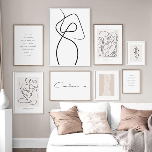 Abstract Line Drewing Body Face Flower Wall Art Canvas Painting Nordic Posters And Prints Wall Pictures For Living Room Decor