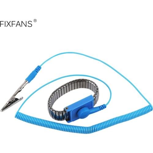 FIXFANS Anti Static Metal Wrist Strap Band with 8ft Long Grounding Wire Cord Alligator Clip for Electrician IC PLCC Worker Tools