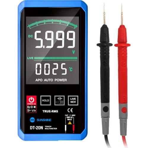 Automatic Digital Multimeter Tester with Test Leads 3.2 Inch Touching Screen Multimeter Capacitance Meter 6000 Counts