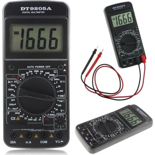 DT9205A Digital Multimeter AC/DC Electric Handheld Ammeter Resistance Capacitance Test Buzzer Auto Electrical Multimetro