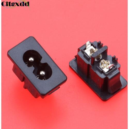 Cltgxdd 1Pcs AC 250V 2.5A IEC320 C8 Male 2 Pins Power Inlet Socket Panel Embedded Black