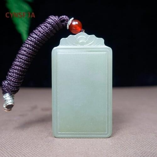 CYNSFJA New Real Certified Natural Hetian Jade Nephrite Lucky Amulets Peace Jade Pendant Light Green High Quality Best Gifts