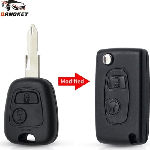 Dandkey Modified Folding Flip Remote Key Shell 2 Buttons For Peugeot 106 206 306 406 Citroen C2 C3 Xsara Picasso