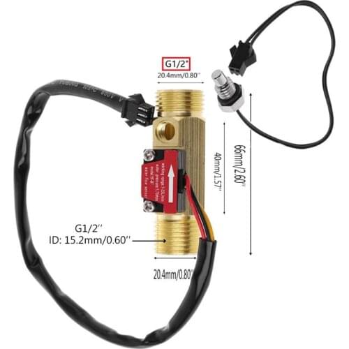 G1/2" G3/4" Water Flow Sensor Switch With Temperature Detection For Turbine Liquid Sensor Copper Shell Hall Flow Meters