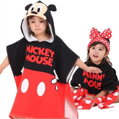 2-8 Years Old Disney Mickey Minnie Cotton Bath Towel Baby Kids Hooded Bath Towel / Baby Bathrobe / Bath Essential/ Beach Towel