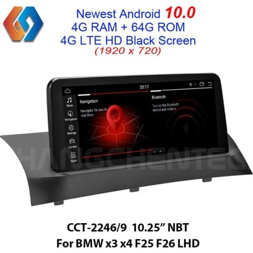 HD Black Screen 1920x720 Android 10.0 64G Screen for BMW x3 x4 F25 F26 NBT Support OEM iDrive Aux BT WiFi Rear Cam GPS Sat Navi