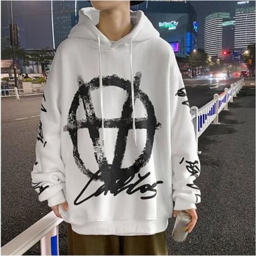 White Korean Hoodie Streetwear Japanese Hip Hop Sweatshirt Men Fashion Tops Casual Funny Autumn Harajuku White Hoodies Male