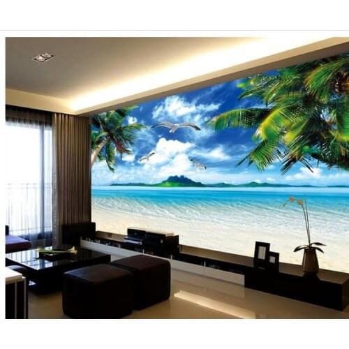 Customized photo wallpaper 3d murals wallpaper Hd Mediterranean mural, seaside scenery TV setting wall papers for living room