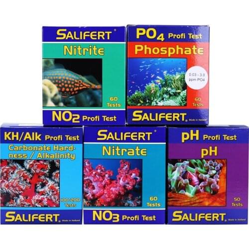 Salifert Seawater Tester Coral Cylinder Water Quality Test CA MG KH NO3 PO4 NO2 PH K SR B English Manual
