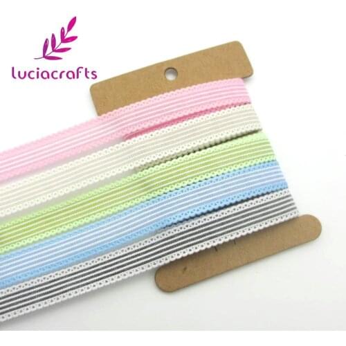 Lucia Crafts 5y 12mm Multi color option stripe Printed Grosgrain Ribbon DIY Hair Wedding Party Wrapping Accessories P0802