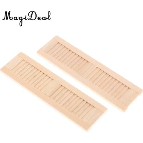 MagiDeal 2Pcs 1/12 Dollhouse Furniture Wooden Shutters DIY Window Toy Accessory for Dolls House Decoration