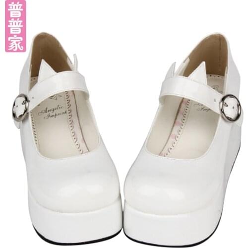 Princess sweet lolita shoes new spring and autumn students round-toe single band flatform shoes pu8528
