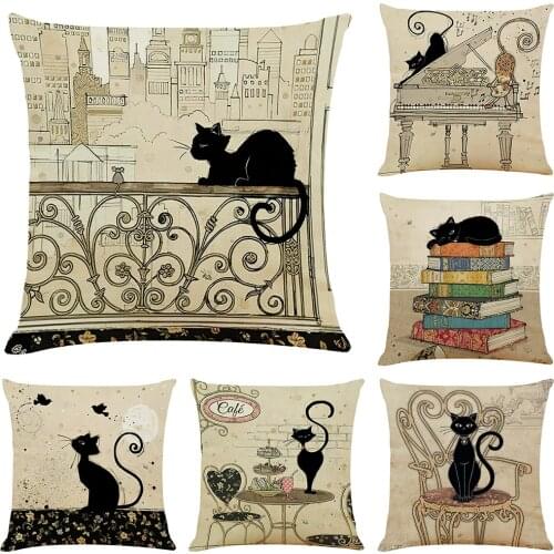 Cartoon Cat Cushion Cover 45x45cm Cushion Cover Hoga Decorative Pillow funda cojines housse de coussin Kissenbezug