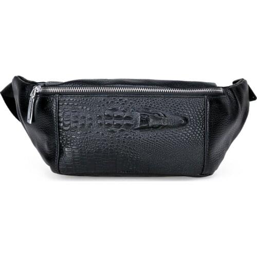 New Fashion 100% Genuine Leather Men Waist Packs Male Casual Chest Pack High Quality Boy Brand Design Chest Shoulder Package