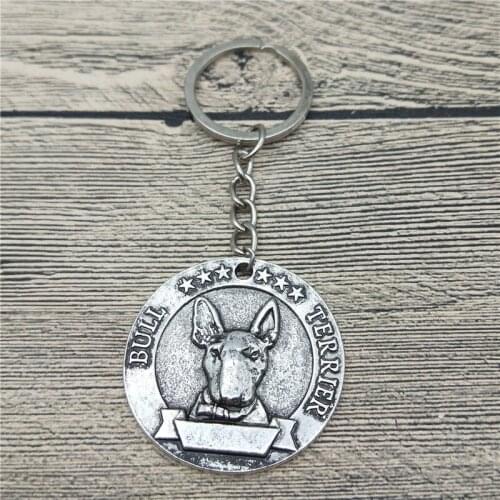 New Trendy Retro Bull Terrier Key Chains Fashion Pet Dog Jewellery Bull Terrier Car Keychain Bag Keyring For Women Men