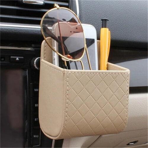 Car Outlet Vent Seat Back Tidy Storage Box PU Leather Coin Bag Case Pocket Organizer Hanging Holder Pouch Automobile Accessories