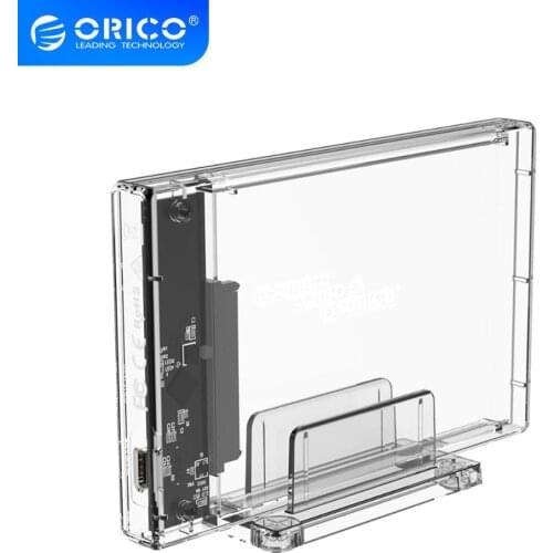 ORICO 2.5 inch Transparent USB3.0 Hard Drive Case with Stand 5Gbps HDD Case USB C Hard Drive Case Support 10Gbps UASP