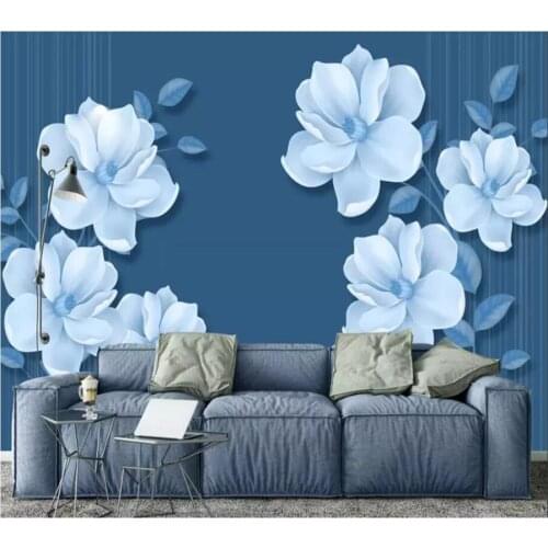 Beibehang Custom wallpaper 3d murals hand-painted beautiful flower sofa background wall living room bedroom hotel 3D wallpaper