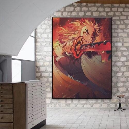 Kyojuro Rengoku Kimetsu no Yaiba Anime Canvas poster Painting wall Art decor Living room Bedroom Study Home Decoration Prints