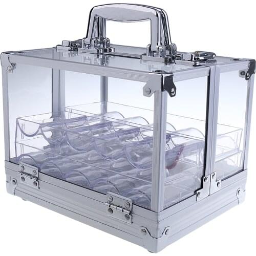 600Pcs Chip Clear Acrylic Poker Chip Locking Carrier-Includes 6 Chip Racks, - Holds 6 Chip Trays Poker Chip Case (Clear)