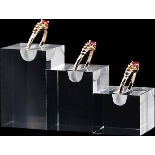 Clear Acrylic Square Jewelry Holder Photography Props Cosmetics Display Stand Pad Necklace Rings Ornaments Show Rack