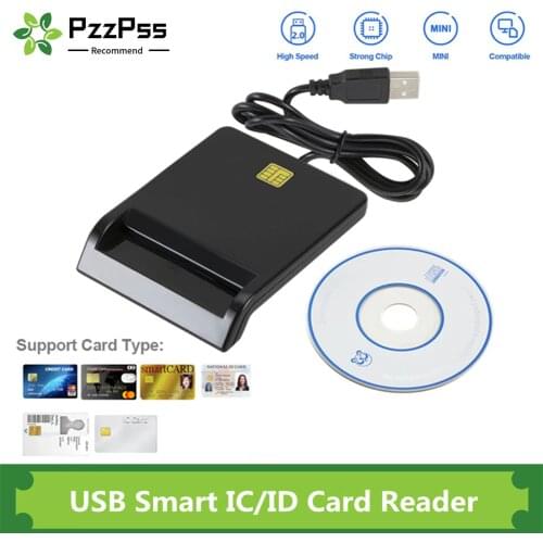 PzzPss USB Smart Card Reader For Bank Card IC/ID EMV card Reader High Quality for Windows 7 8 10 Linux OS USB-CCID ISO 7816