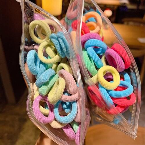 100Pcs/set Korea New Design Super Bargain Childrens Lovely Elastic Hair Bands Little Girl Ponytail Hair Rope Kid Hair Accessory