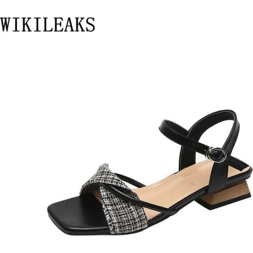 Sandals Women Summer 2021 Square Toe Heels Pumps Women Shoes High Heels Sandals Women Ladies Shoes and Sandals Female Shoes