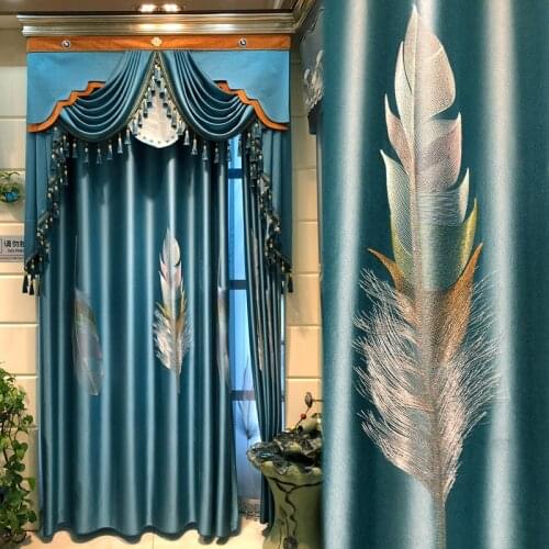 Nordic Modern Bedroom Blackout Curtain Embroidered New Light Luxury Simple Living Room Bay Window Finished Product Customization