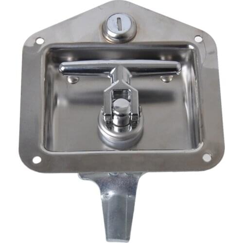 Folding T Handle Lock Stainless Steel Flush Mount Tool Box Trailer Caravan Truck Toolbox for RV Tent Trailer