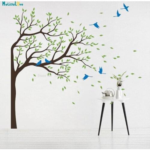Custom Three Colors Nursery Tree Wall Decals Corner Vinyl Murals Home Art Decoration Self-adhesive Murals YT4735