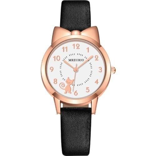 Unique Cat Design Fashion Casual Watch For girls White Ladies Trendy Quartz Watch Free Shipping Gifts For Women часы