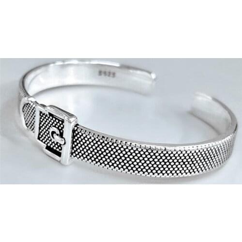 Sole Memory Personality Mini Belt Retro Thai Silver 925 Sterling Silver Female Resizable Bracelets SBR235