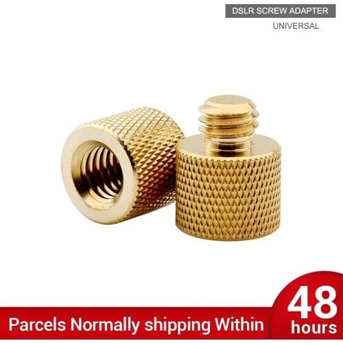 2Pcs Gold Color 1/4" Female to 3/8" Male Tripod Thread Screw Adapter Brass Diameter 16mm for Camera Tripod Monopod Light Stand